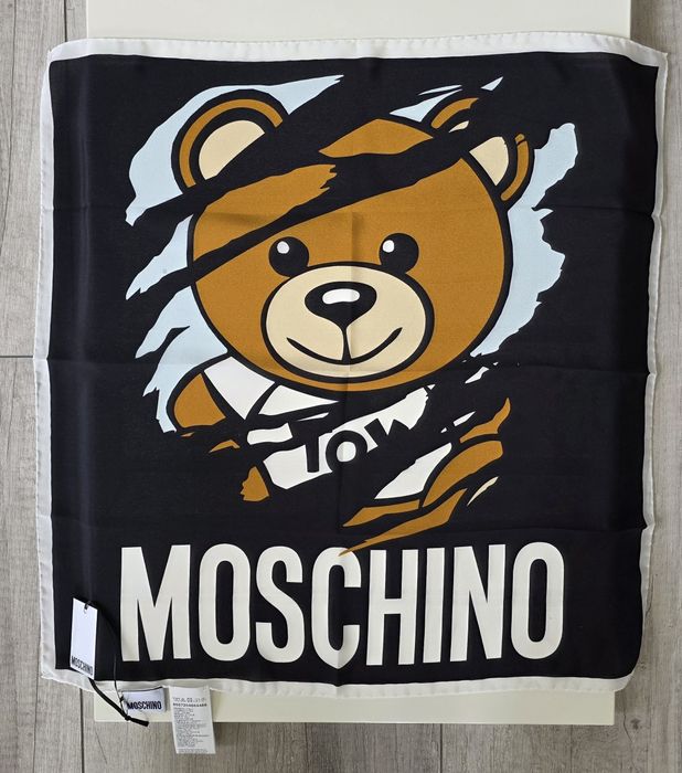 Nowa apaszka chusta gawroszka Moschino jedwab jedwabna silk new scarf
