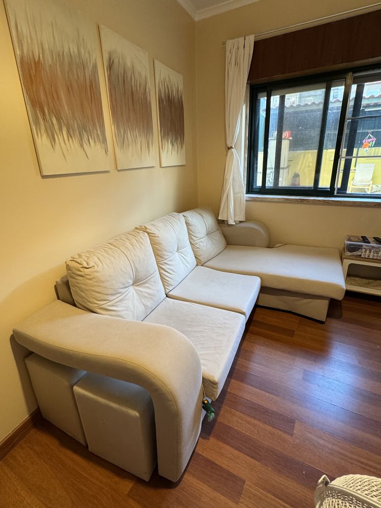 Sofá Bege Chaise Longue