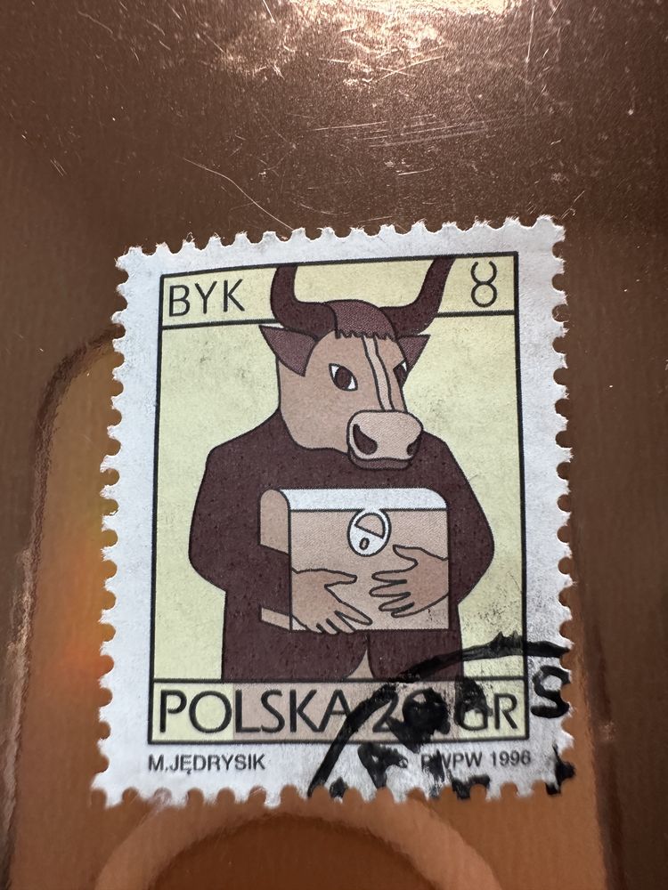 Znaczek pocztowy kolekcjonerski znak zodiaku byk