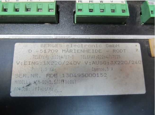 Falownik inwerterowy BERGES  ACM-D2-1,5KW 220V 6,5A