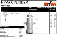 Siłownik hydr. HYVA UMB 129 5 sekcji, skok: 1280 6/17 ton, śr 14 ton