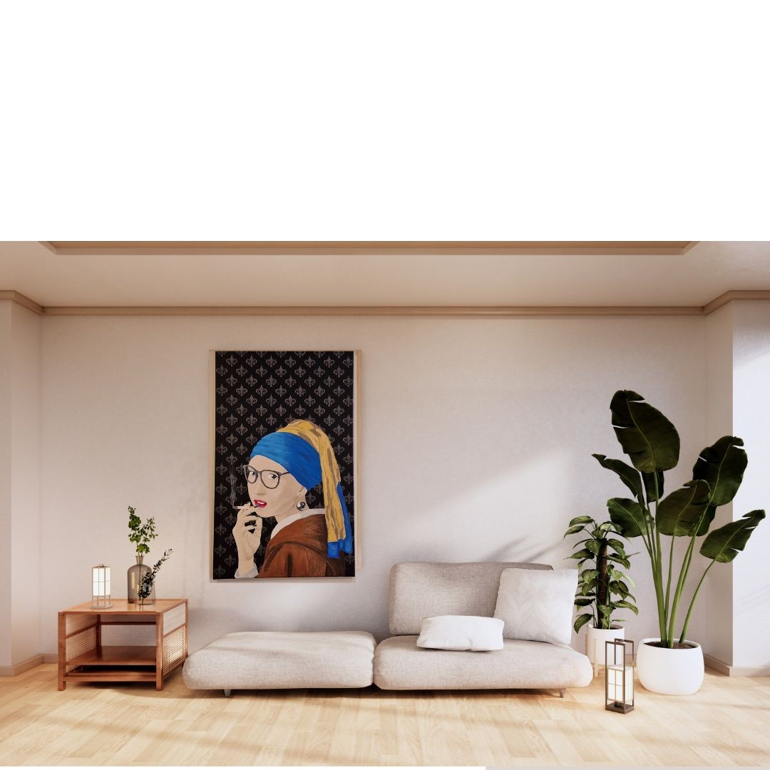 Pintura Pop Art original Única em tela Moça do Brinco de pérola