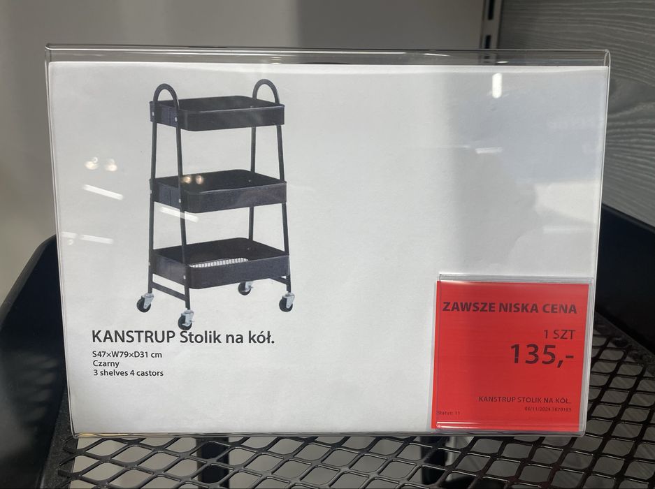 KANSTRUP Stolik na kółkach Czarny Jysk NOWY