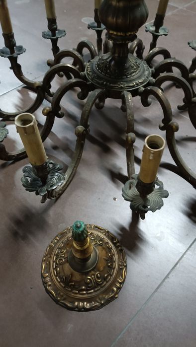 Śliczny mosiężny żyrandol z lat 40 -tych