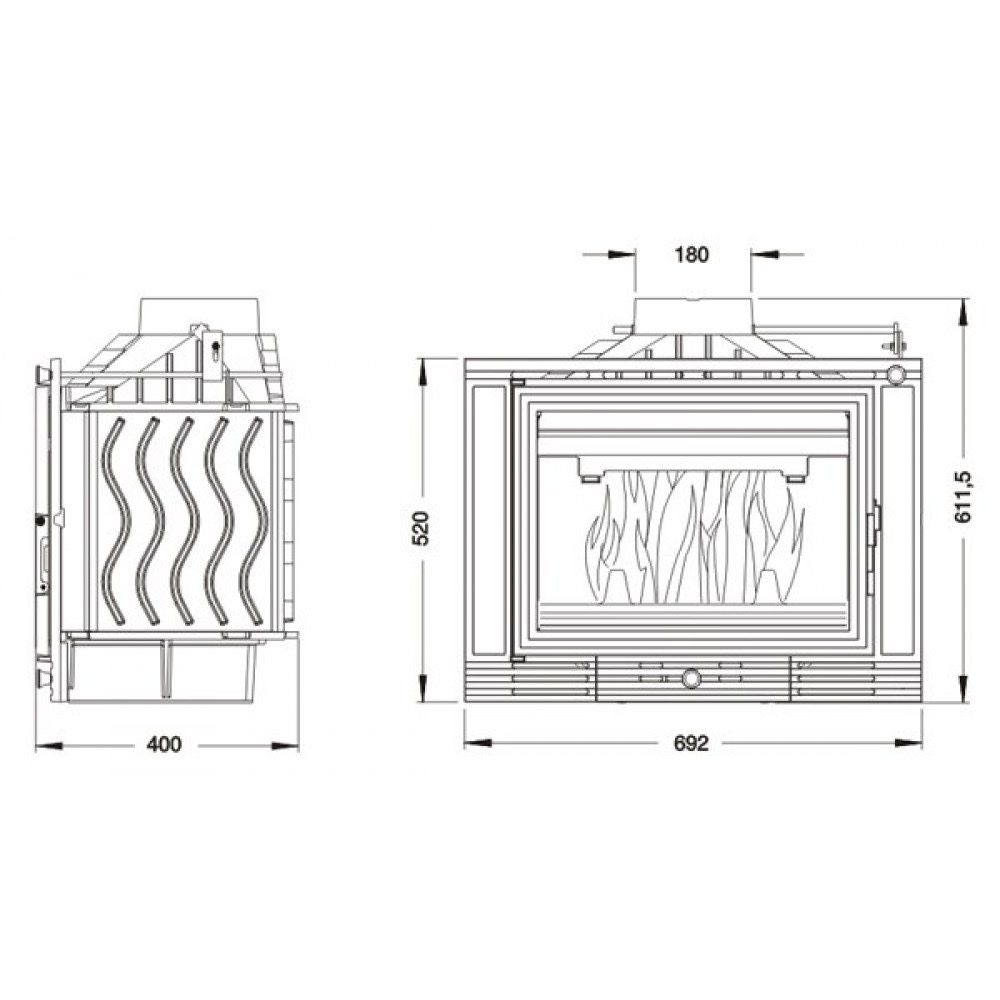 Камінна Топка Uniflam 700 Selenic ECO, Uniflam З Шибером, kaseta