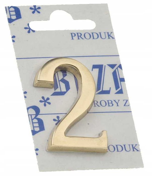 Mosiężna cyfra 2 numer na drzwi samoprzylepny 2 sztuki 45x5mm
