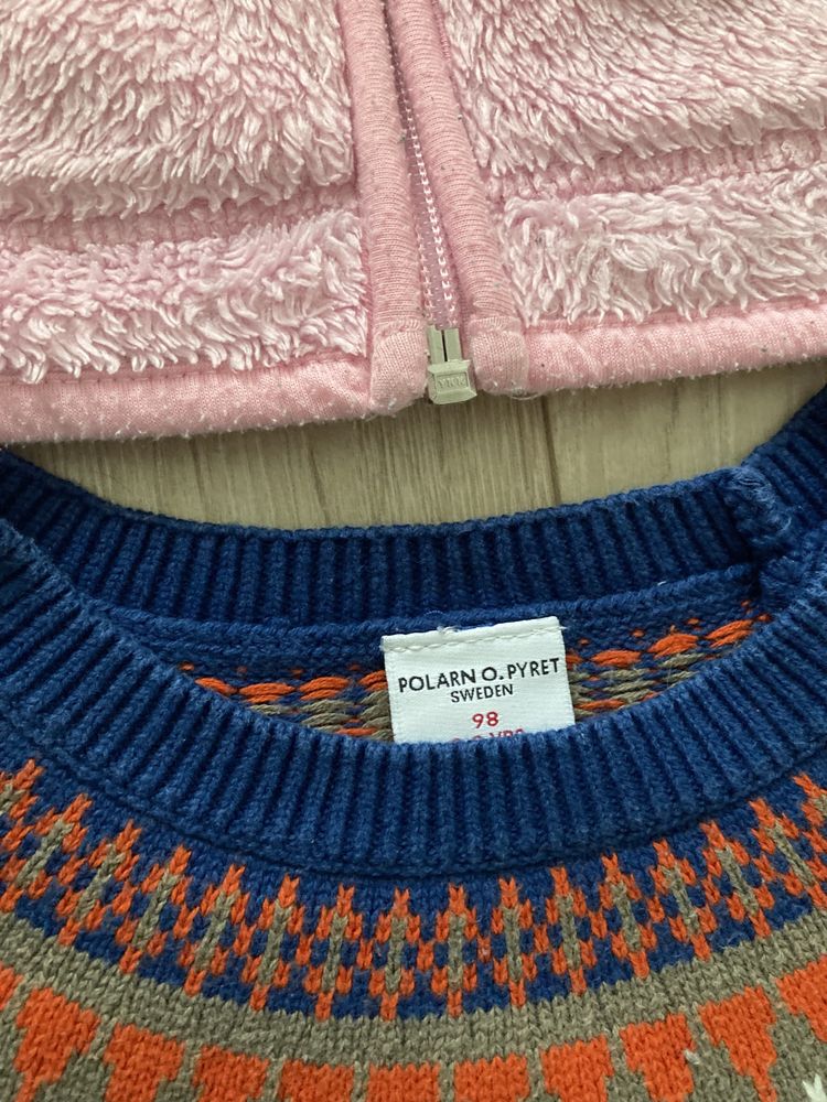 Bluza polar i sweter zimowy dla dziewczynki r.98