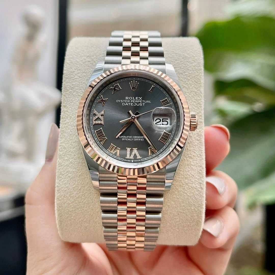 Rolex Datejust 36mm двоколірний/сірий