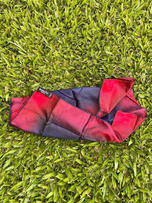 Lenço Christian Dior em Seda Azul e Vermelho