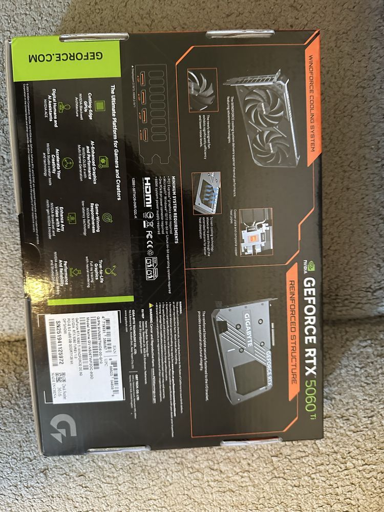 Відеокарта GIGABYTE GeForce RTX 5060 Ti WINDFORCE 8G