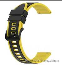 Bracelete 22mm em silicone  : Preto/Amarelo