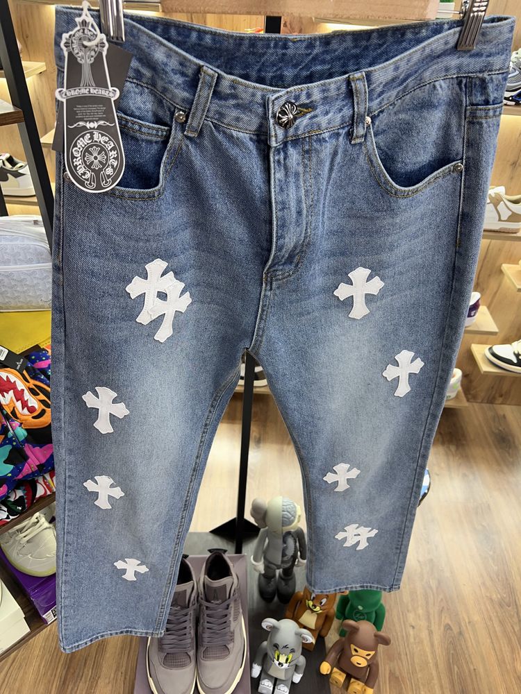 Джинси Chrome Hearts Blue / White