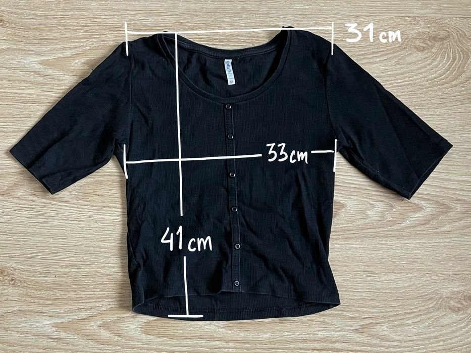 Blusa Crop top preta botões Blue Steel, M