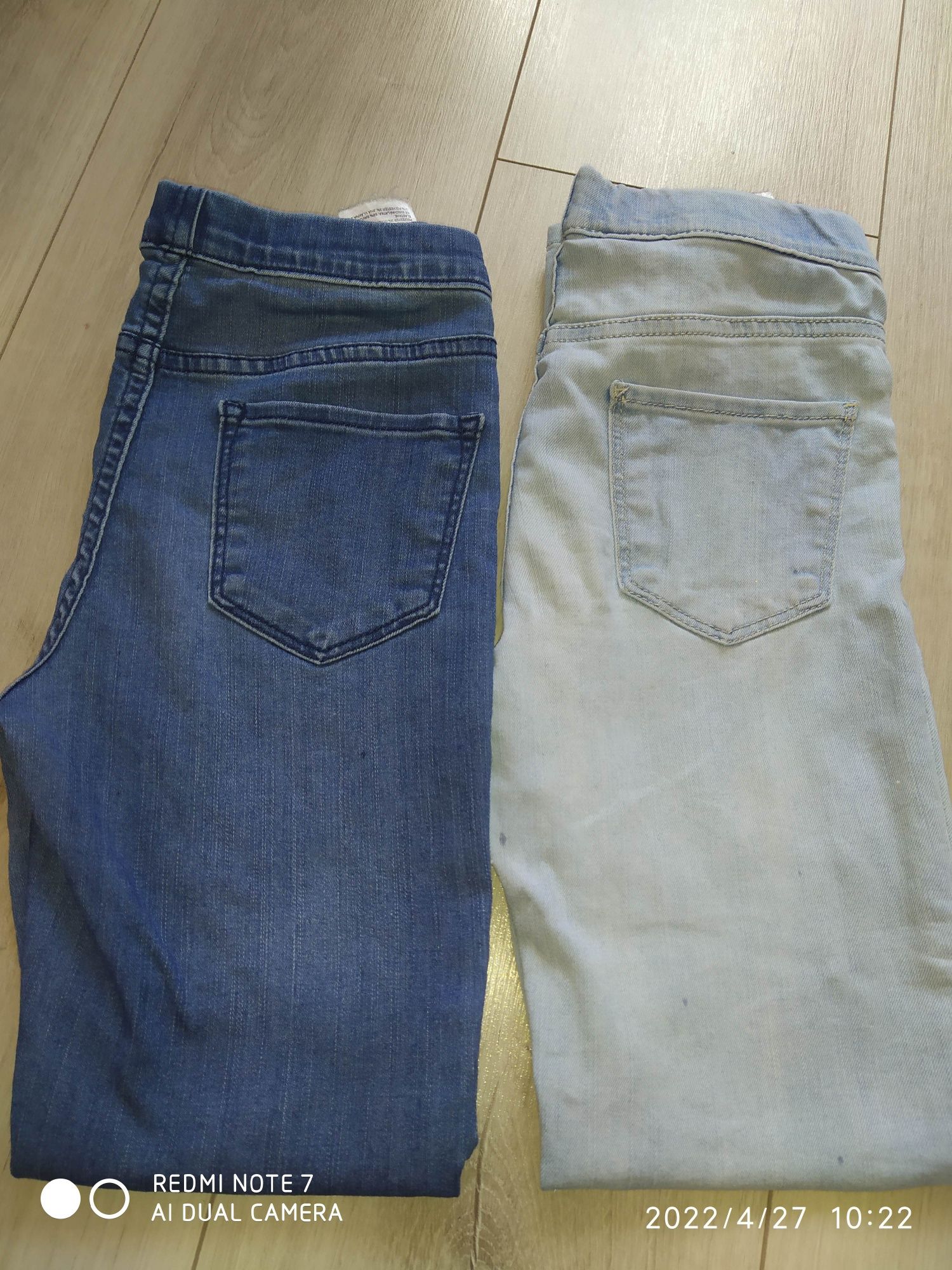 2 pary legginsy spodnie jeansowe stretch hm 134.