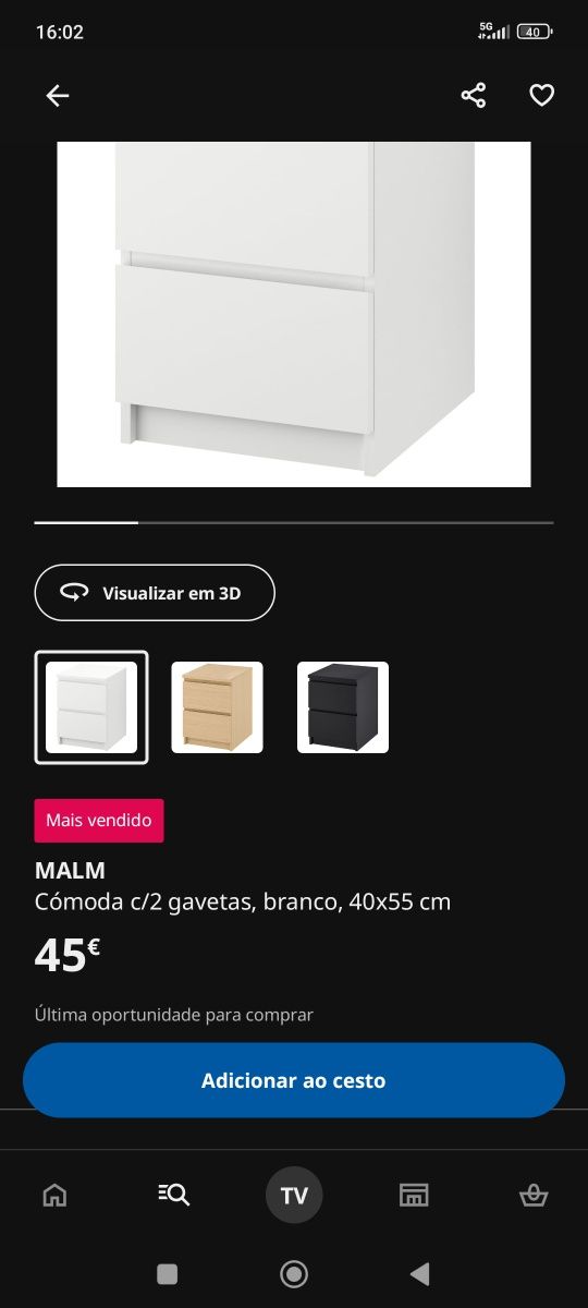 Mesa de cabeceira Malm ikea