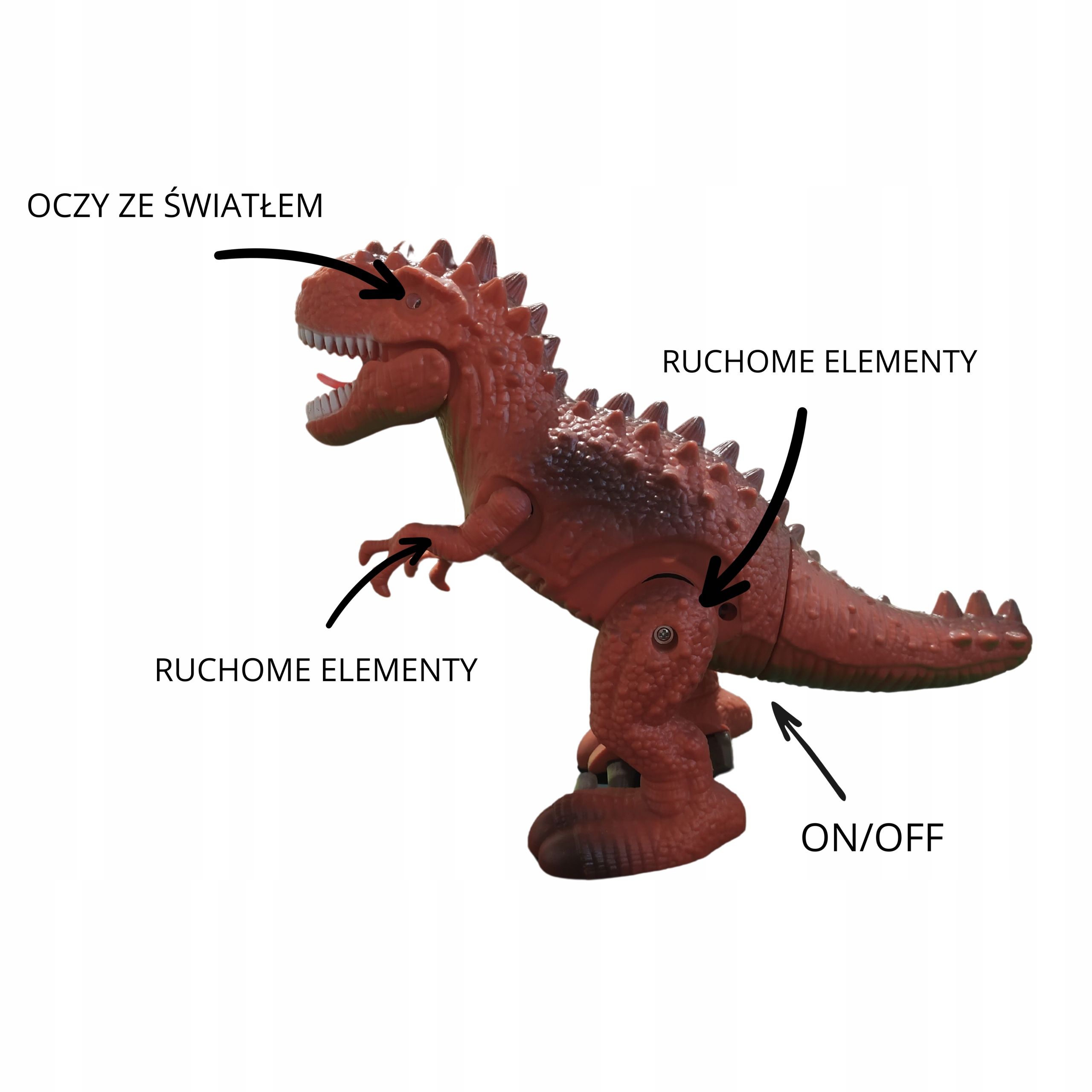 Mega Dinozaur Zwierzątko Chodzi Gra Świeci Interaktywny Zabawka