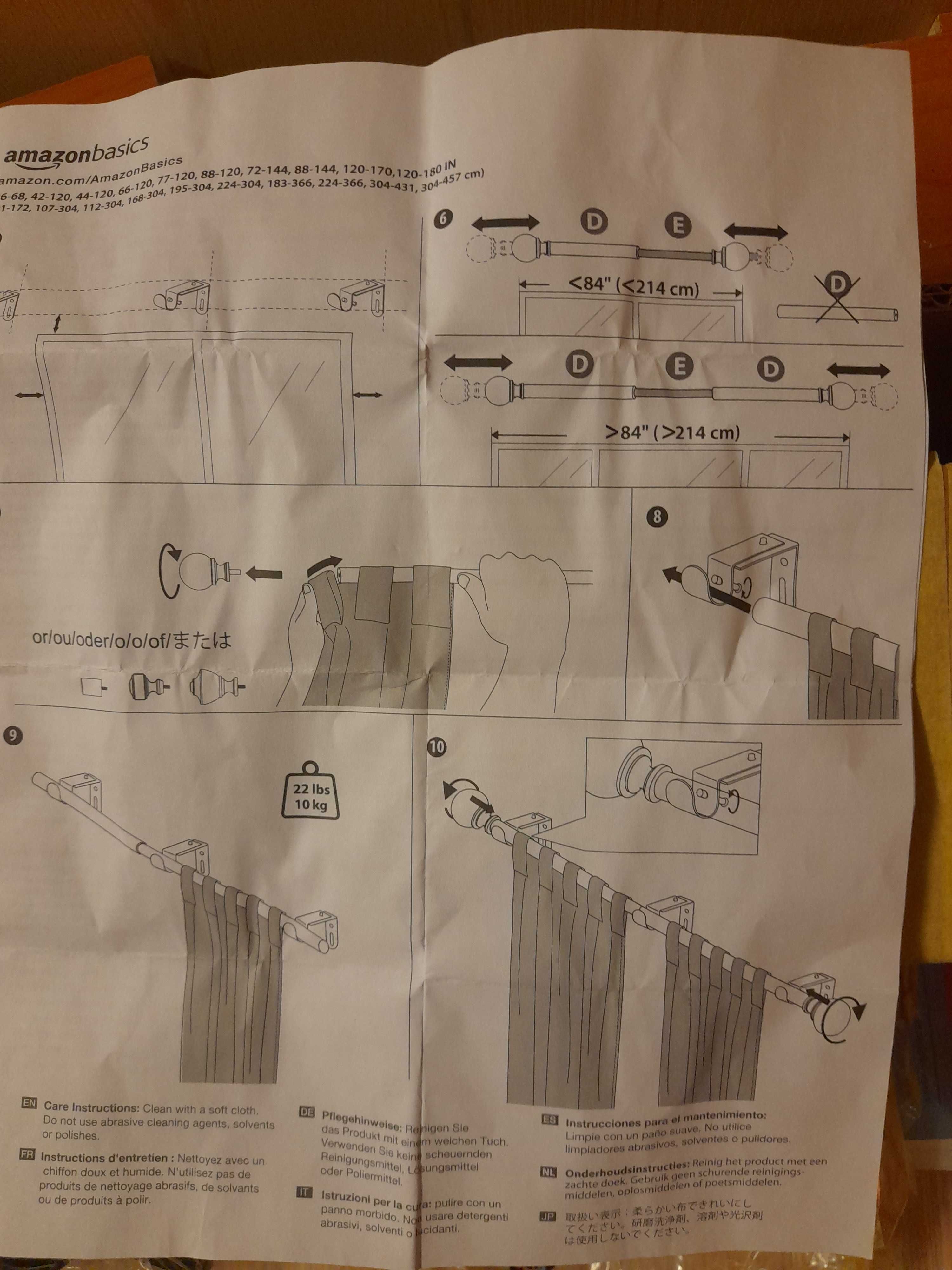 Karnisz metalowy, regulowany do okien, mocowany na ścianie