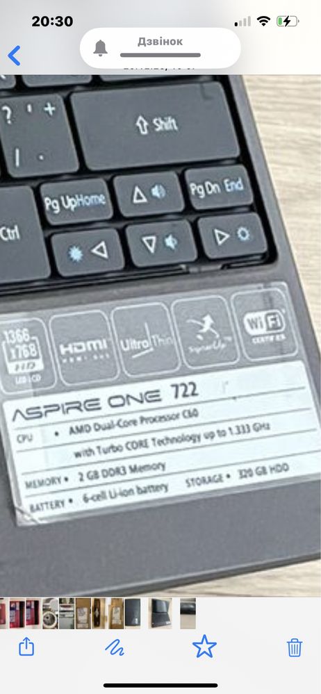 Нетбук Aspire one 722-C6Ckk