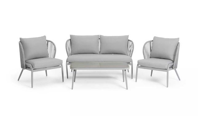 Meble Ogrodowe Riya Sofa + 2 Fotele + Stolik aluminium technorattan