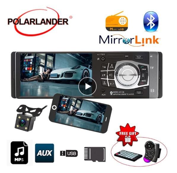 Rádio Carro Ecrã 4.1” MP5 USB AUX Bluetooth c/ Câmara Traseira NOVO