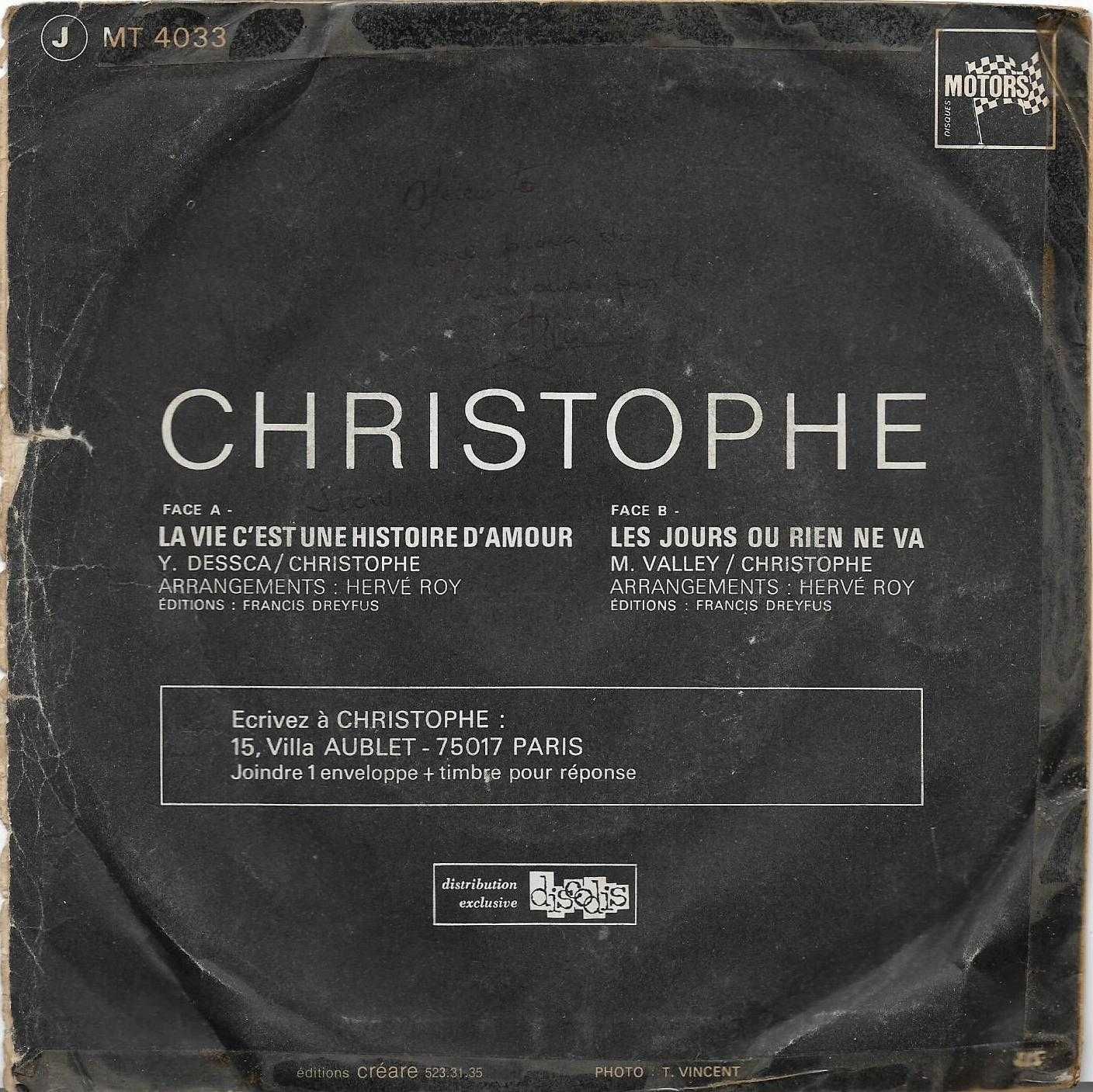 Christophe - - - - - La Vie C'est Une Histoire dAmour - - - - - Single