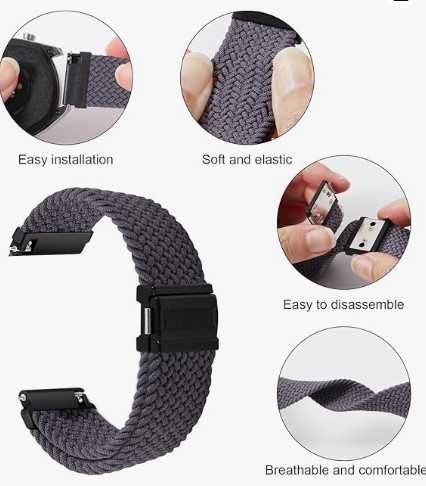 Nylonowy pasek do Samsung Galaxy Watch 3, magnetyczne zapięcie szary