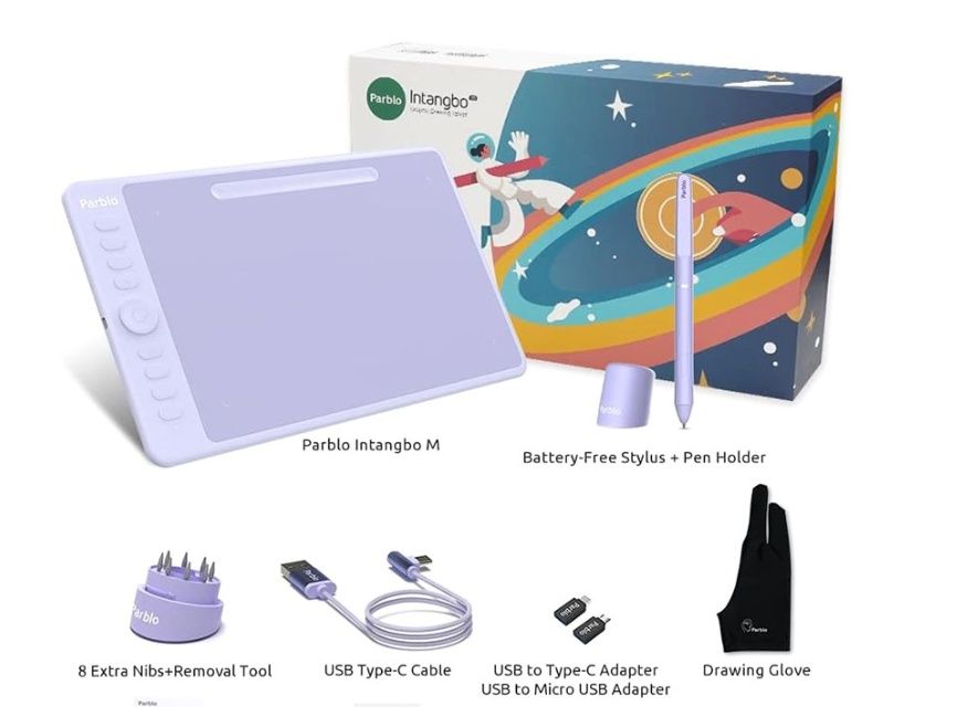 Графічний планшет Parblo Intangbo M Purple