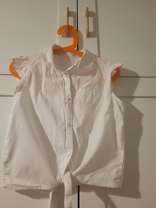 Koszula, bluzka biała dziewczęca 122