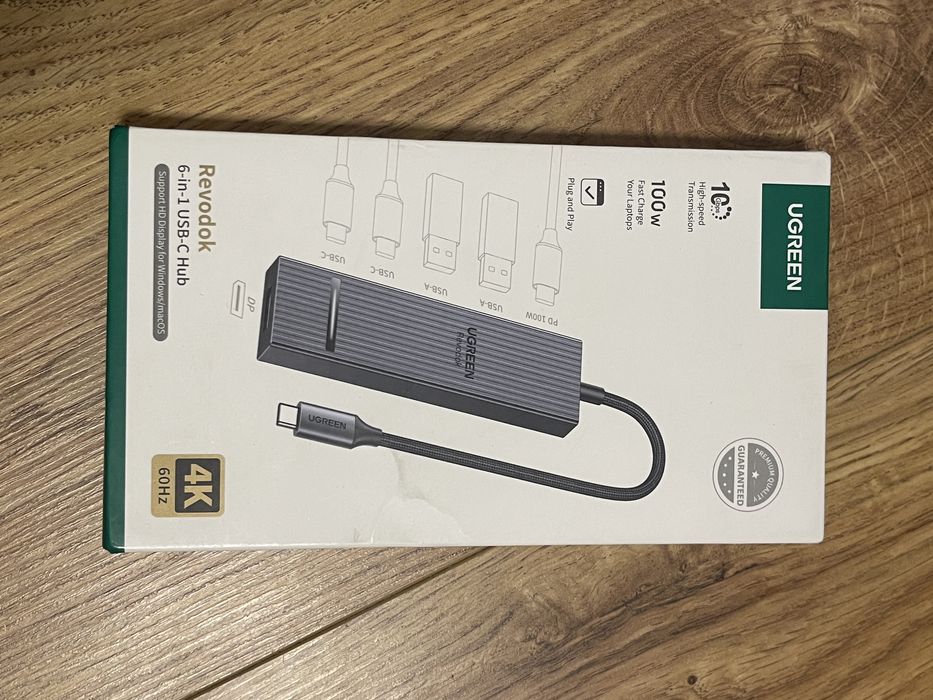 Nowy Hub UGREEN 6w1 USB-C DisplayPort 4k 60Hz PD 100W okazja