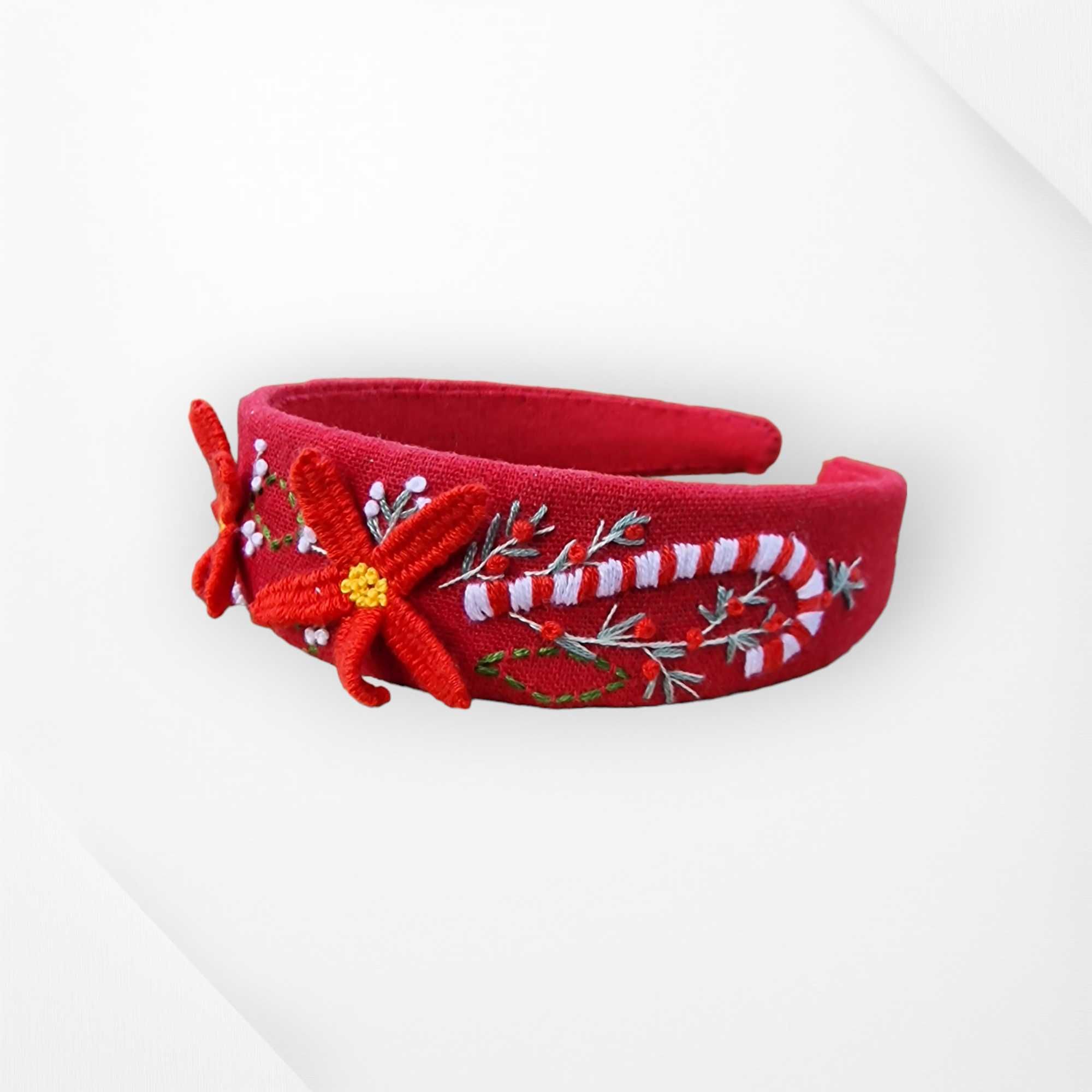 3D Hand embroidered headband - Christmas theme