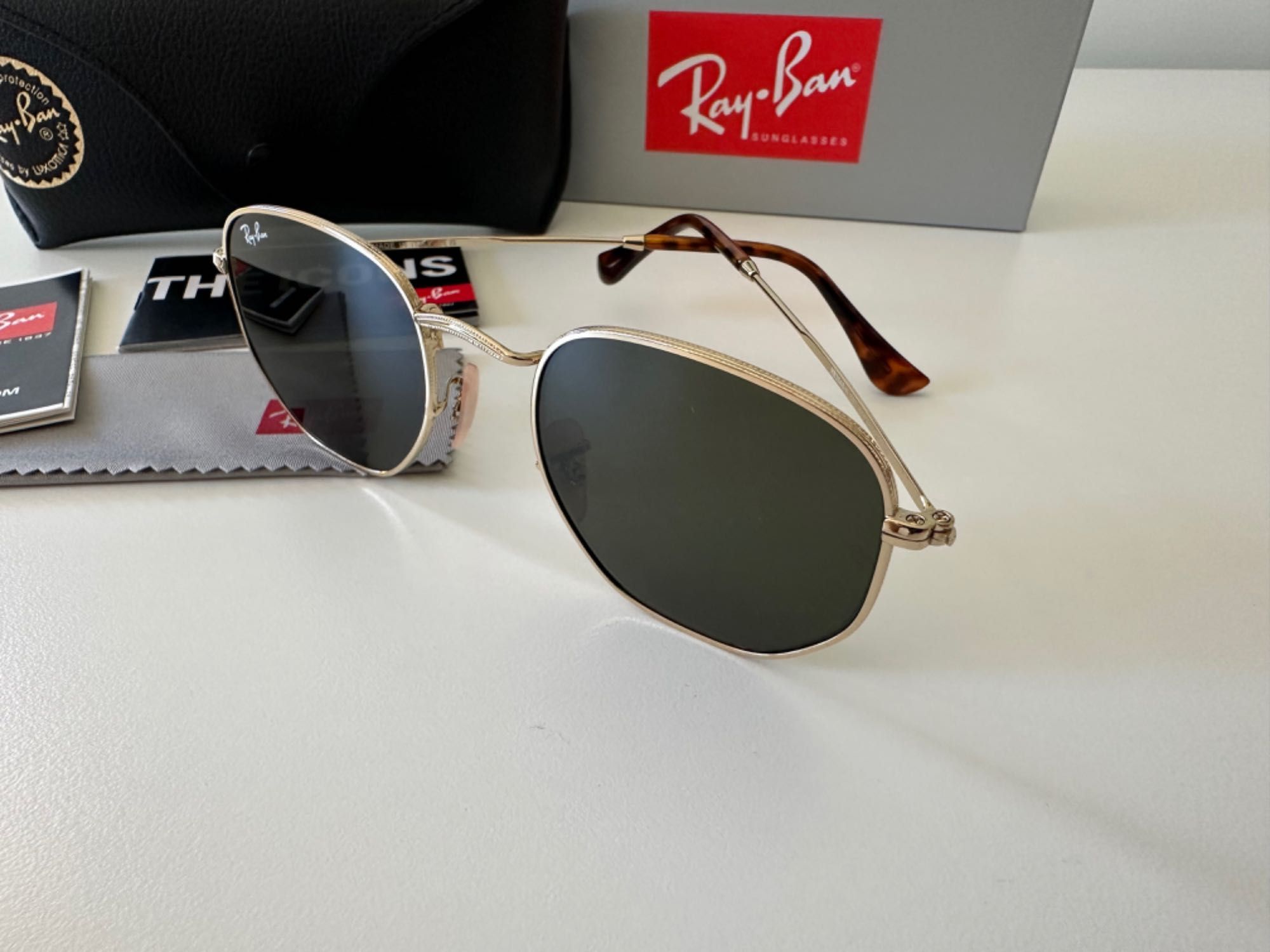 RayBan Original RB3548N Hexagonal Arista Gold Green G15 51-21 Novos
