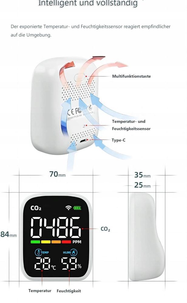 NDIR miernik emisji CO2, jakość powietrza, czujnik CO2 G912