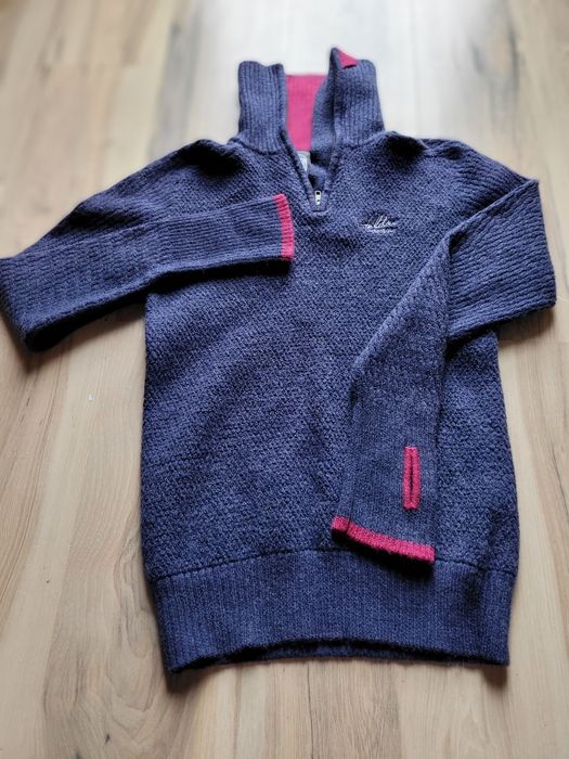 Sweter r L 100proc wełna golf zamek Heldre Insideout termiczny gruby