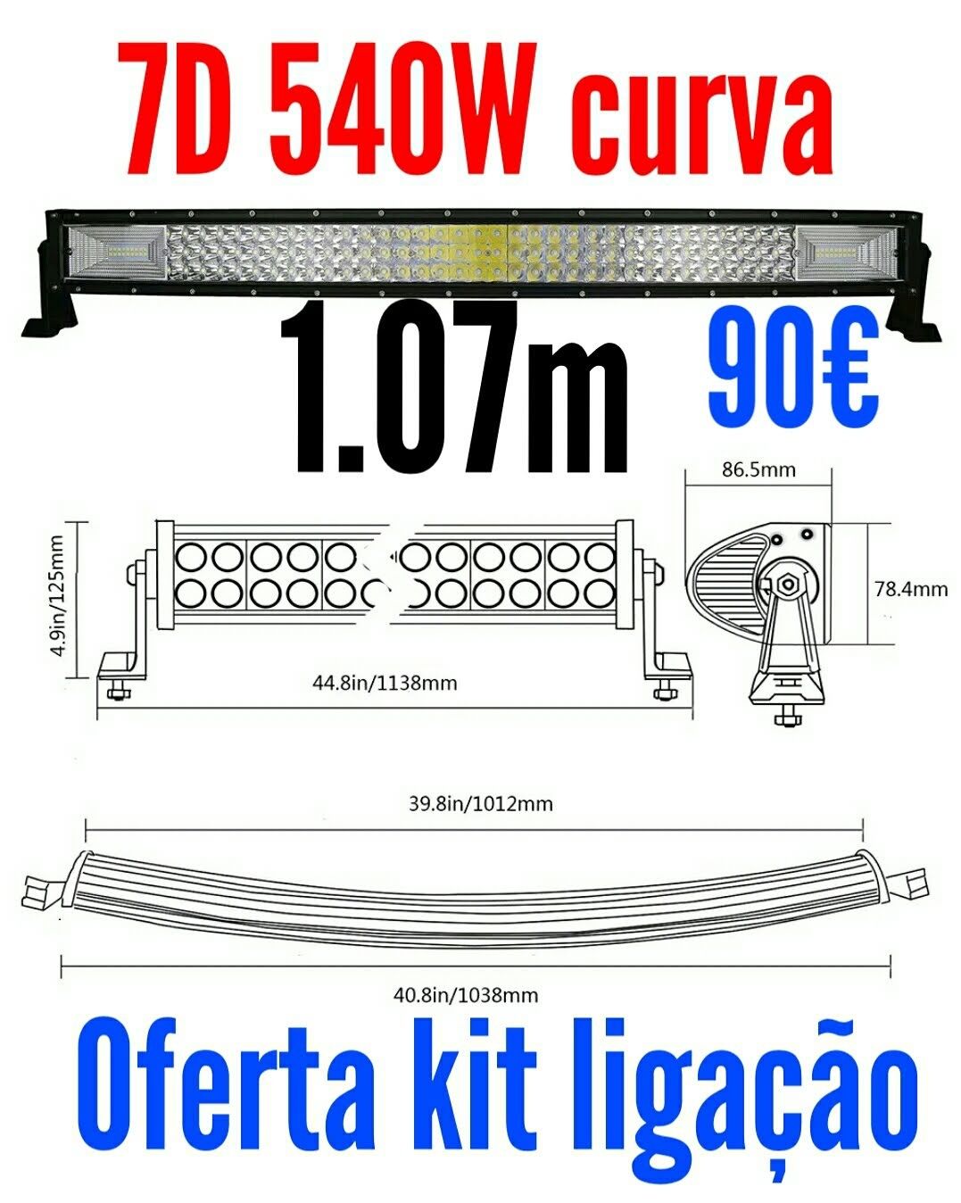 Barra led curva 7D 540W