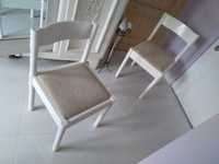 PRL krzesła drewniane białe dwie sztuki