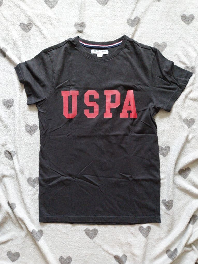 Czarny bawełniany t-shirt USPA U.S polo assn rozmiar S