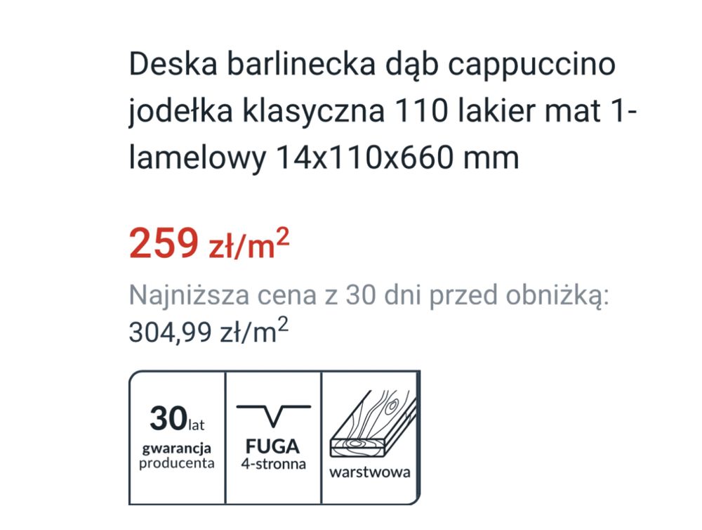 Dąb capuccino deska barlinecka