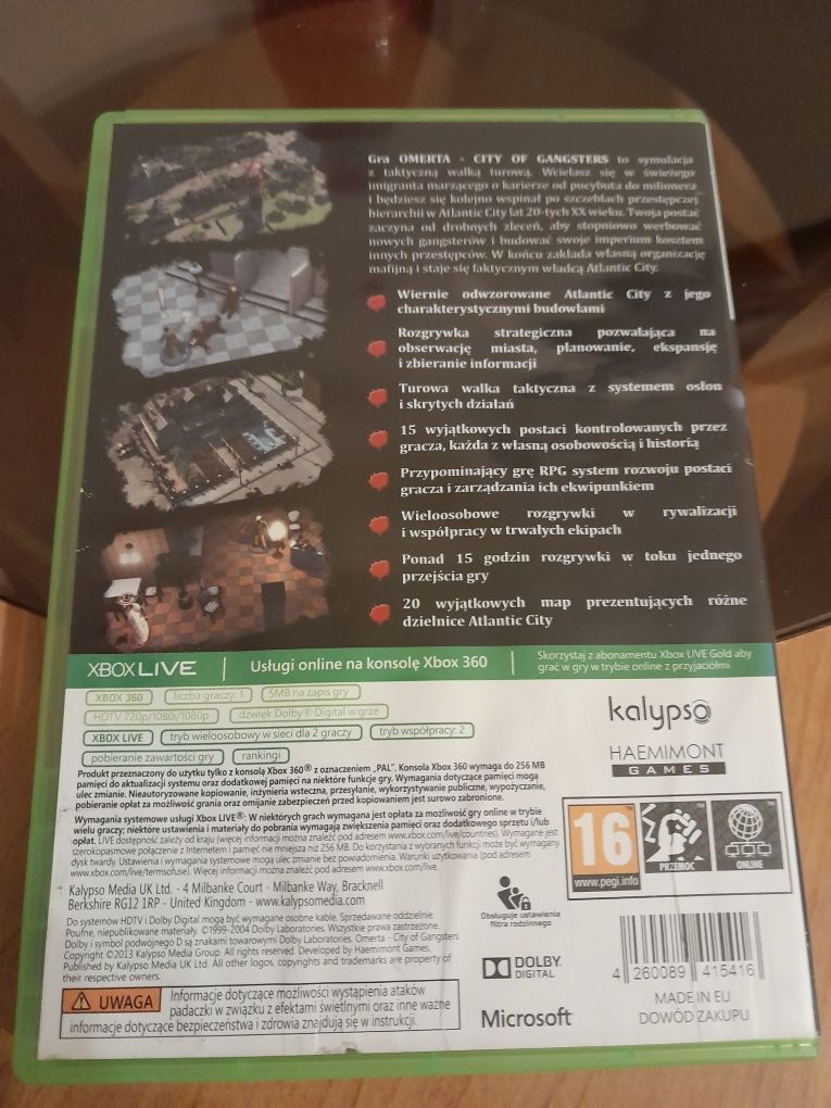 Omerta City of Gangsters.Wersja polska.Xbox 360