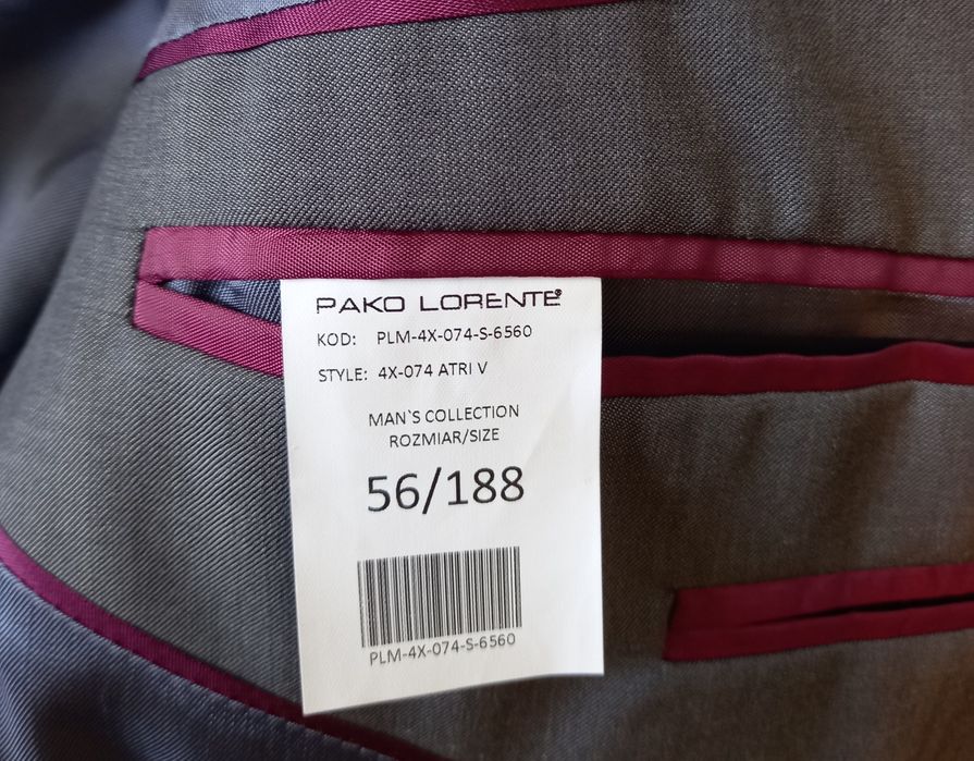 Wełniany szary garnitur Pako Lorente 120's + GRATISY!