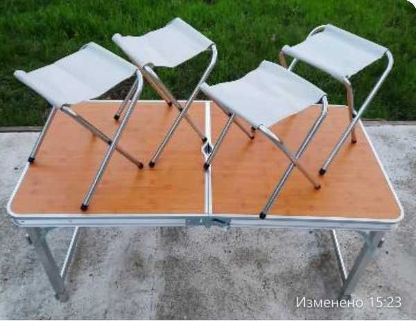 Посилений стіл для пікніка + 4 стільця Бамбук