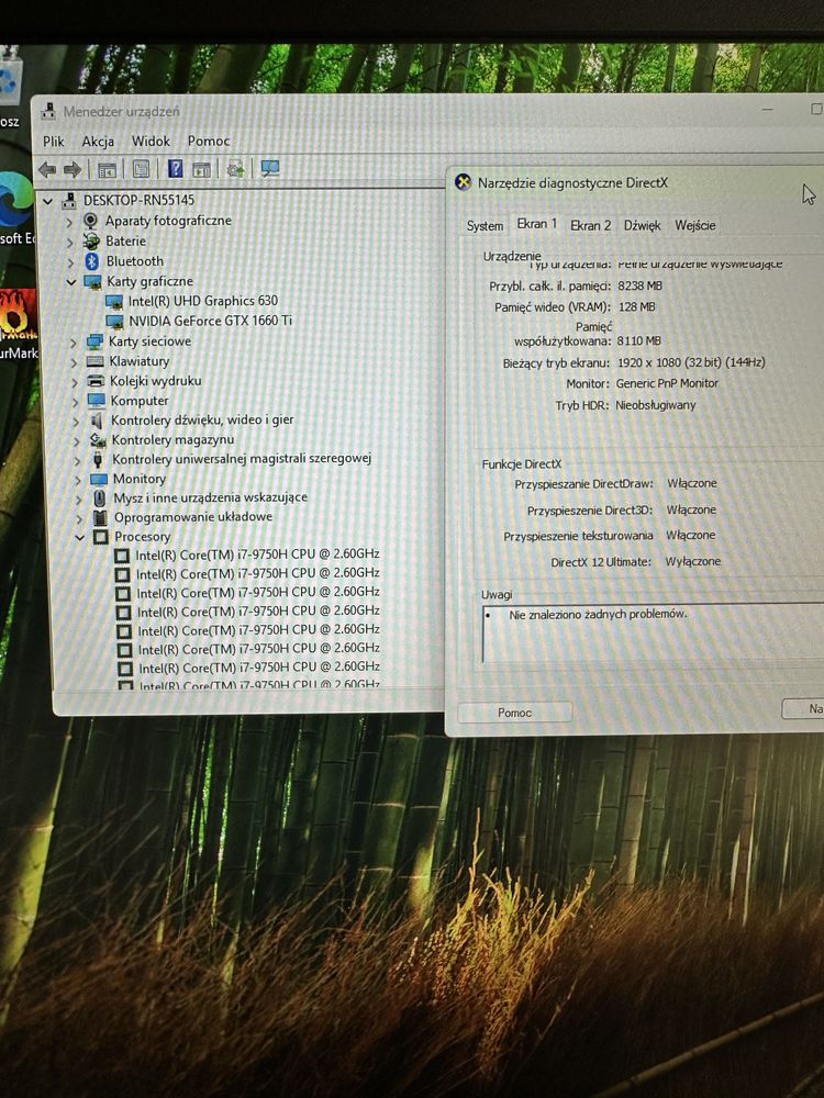 Acer Nitro 5 GTX-1660Ti/ekran 17.3” 144Hz/intel core i7-9750H/SSD/