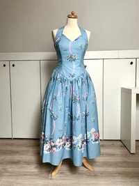 Suknia Maria Antonina pin up girl cottage core floral maxi dress