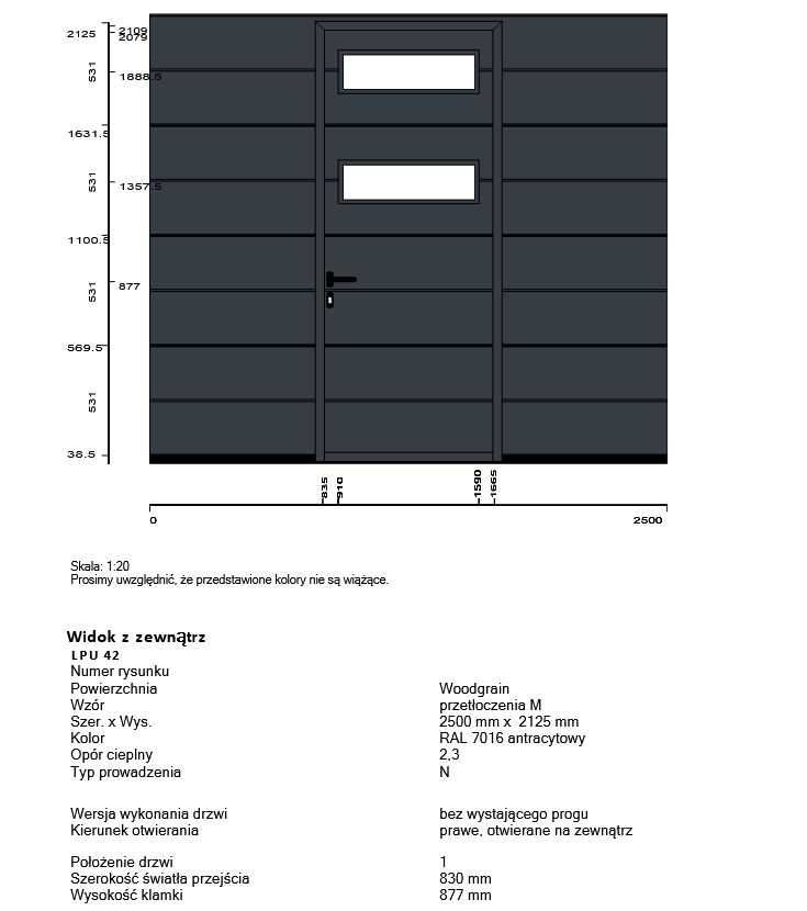 BRAMA GARAŻOWA segmentowa HORMANN LPU42 2500x2125 mm napęd