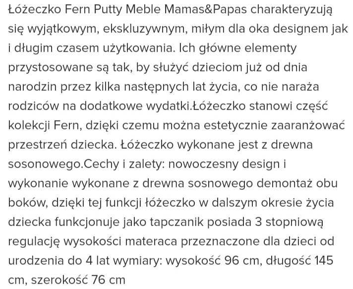 Łóżeczko Fern Putty Mamas & Papas