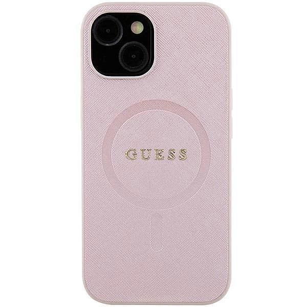 Etui Guess Saffiano MagSafe do iPhone 15 Plus - różowe