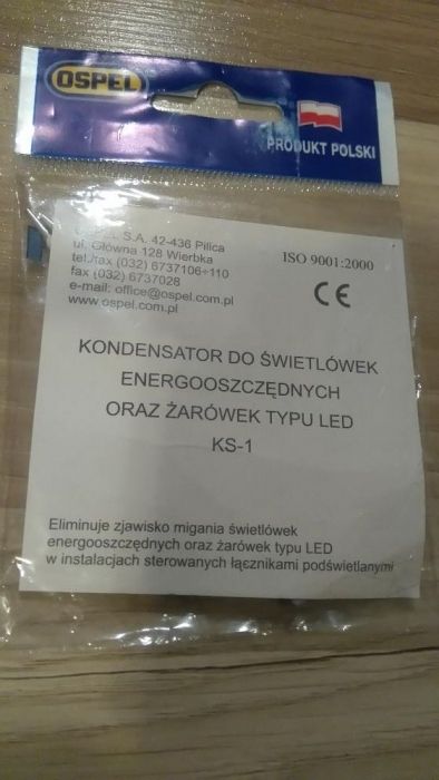 Kondensator do świetlówek energooszczędnych oraz żarówek LED KS-1