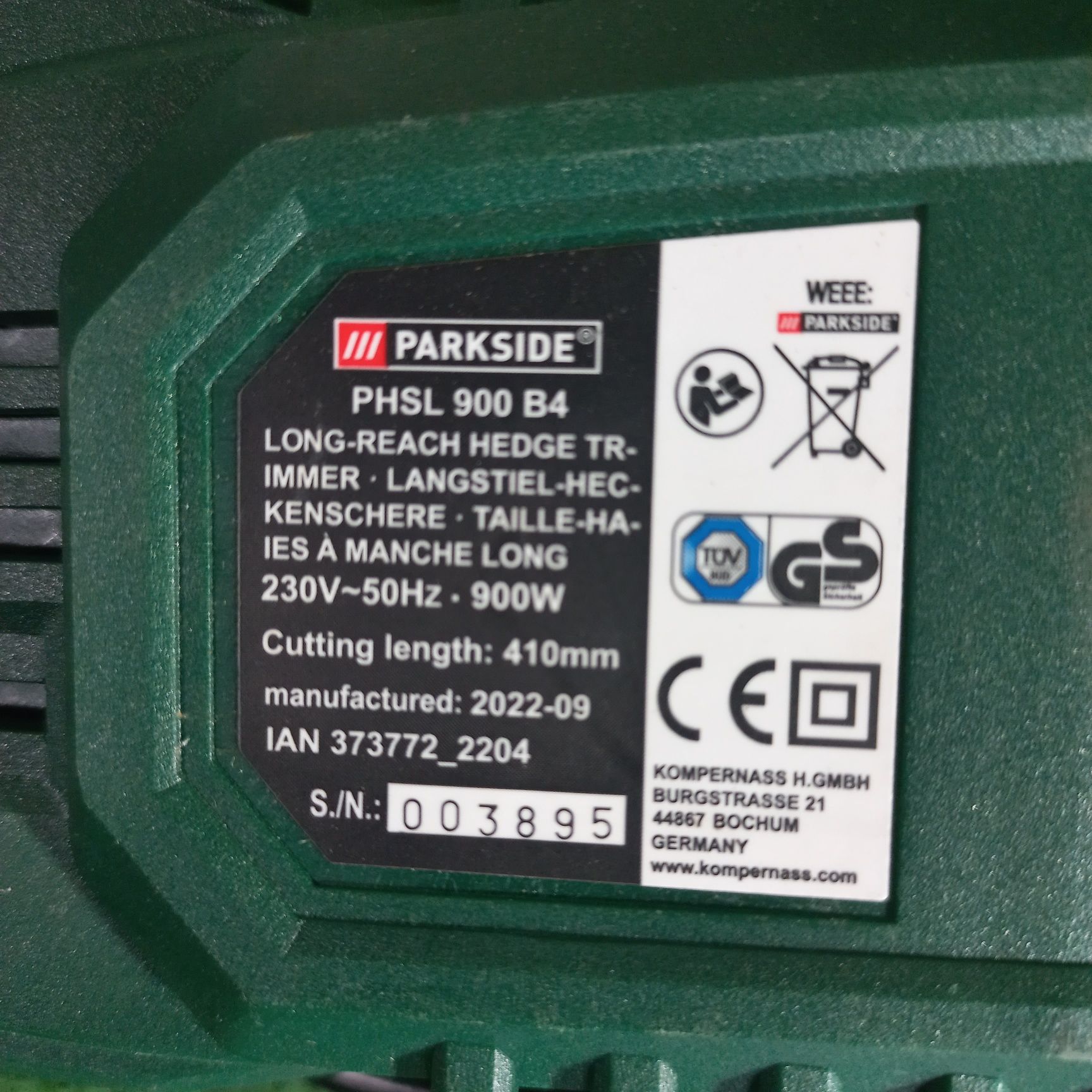 Електро кущоріз Parkside PHSL 900 B4