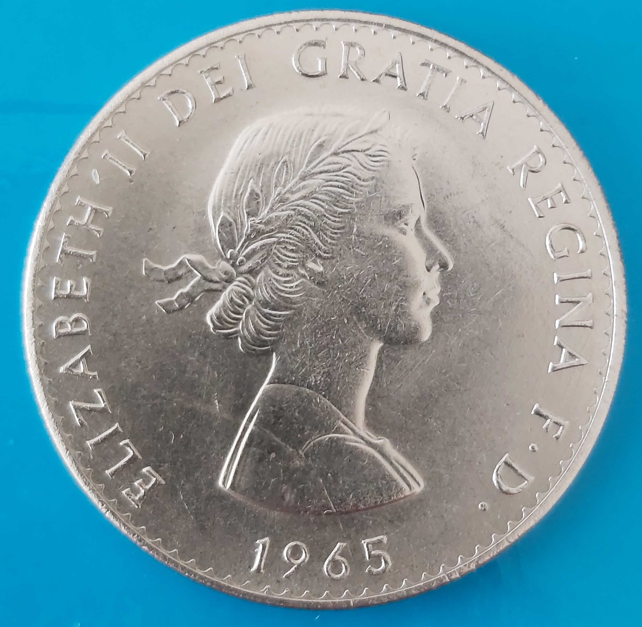 5 Shillings ou 25 Pence de 1965  Rainha Isabel II e  W. Churchill