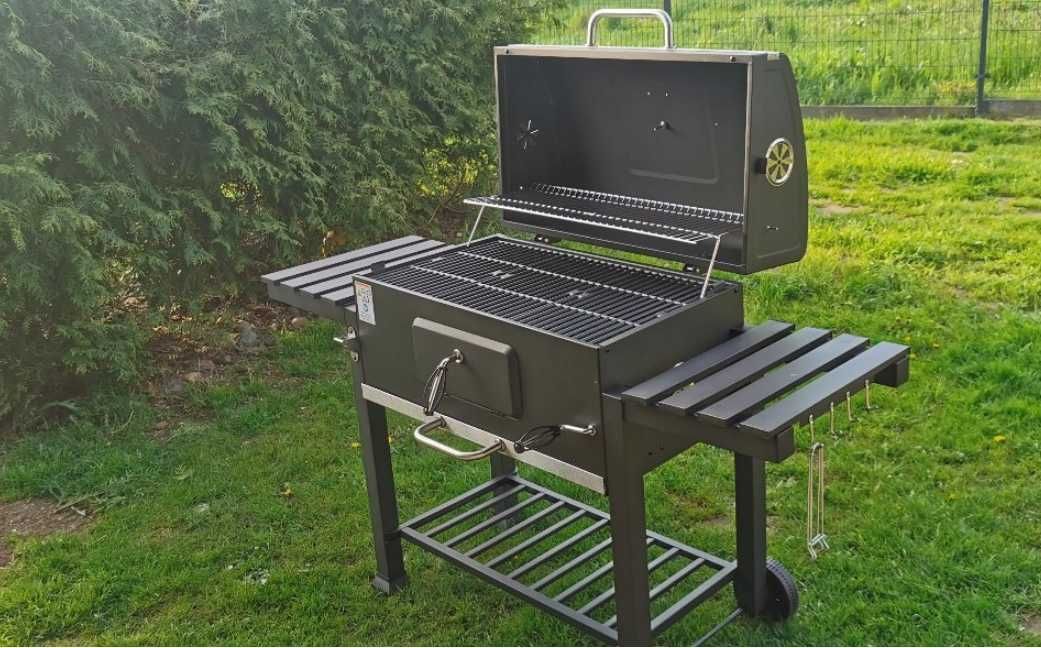 DUŻY GRILL WĘGLOWY Ogrodowy BBQ Regulowany 159cm 35KG