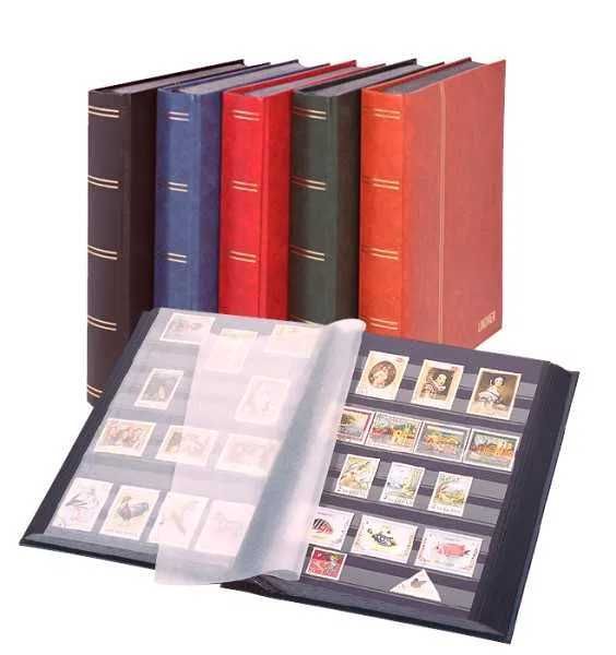 Lindner - Luksusowy klaser filatelistyczny 60 czarnych stron, 9 pasków